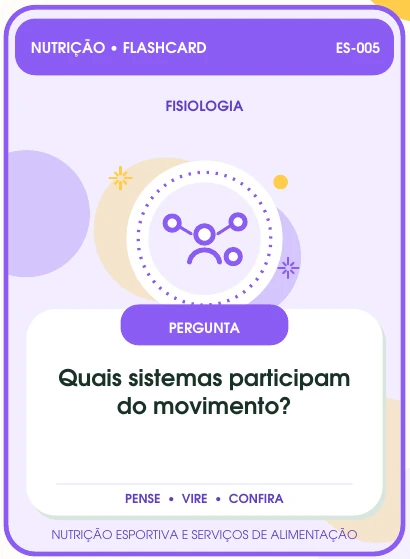 Flashcard roxo sobre fisiologia